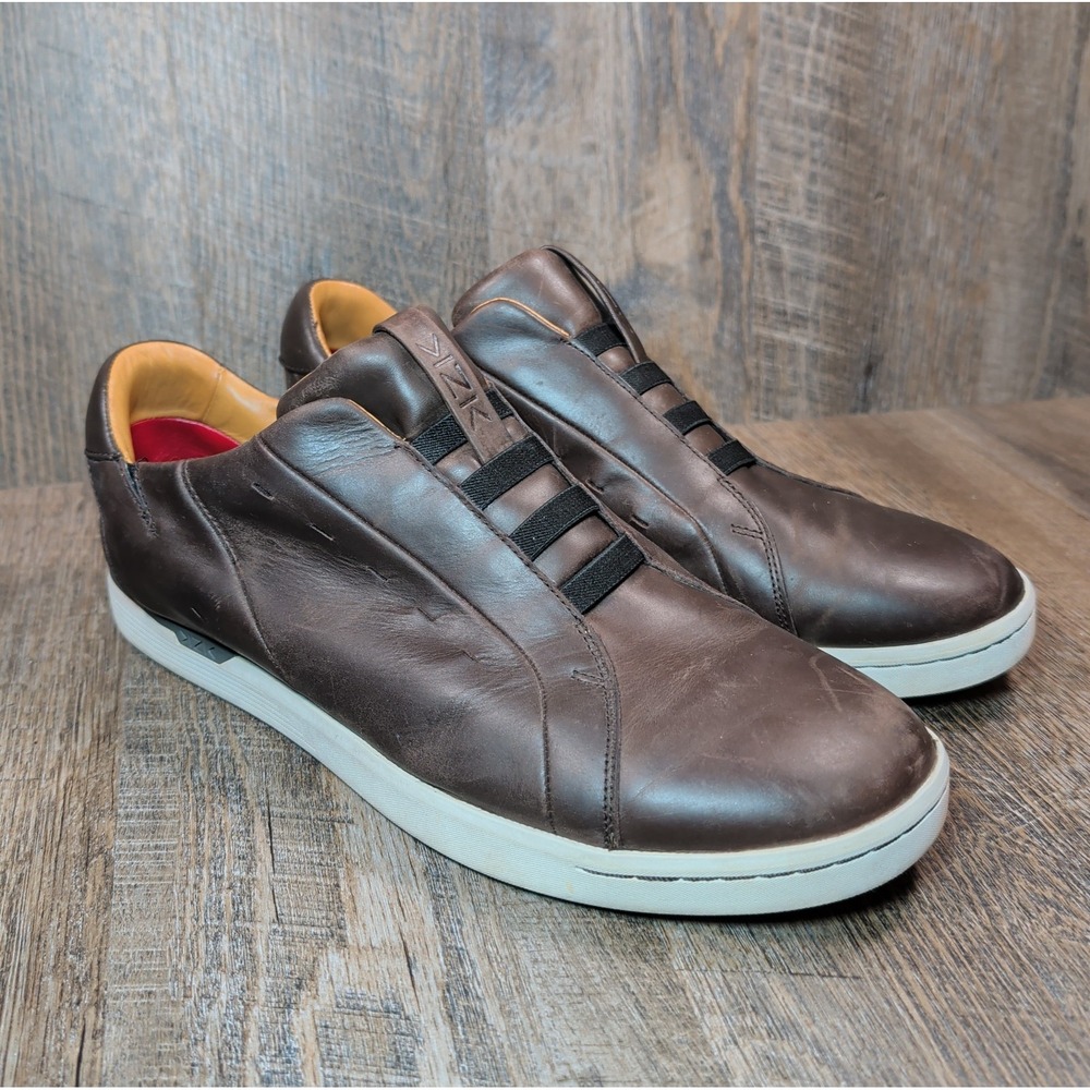 Kizik KZK Mens Size 13 M Hands Free New York Slip On Leather Brown Casual Shoes